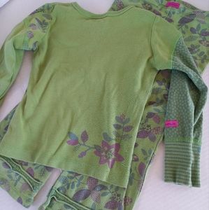 Naartjie 3 years outfit 2 pieces bell bottom long sleeve green bird floral print